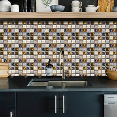 10pcs Mosaic Wall Paper Sticker Peel And Stick Bedroom Kitchen Bathroom Decor