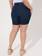 Plus Size High Rise Button Fly Denim Shorts