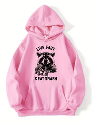 Bear Print Kangaroo Pocket Hoodie Long Sleeve Hoodies