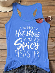 Slogan Print Round Neck Vest Top