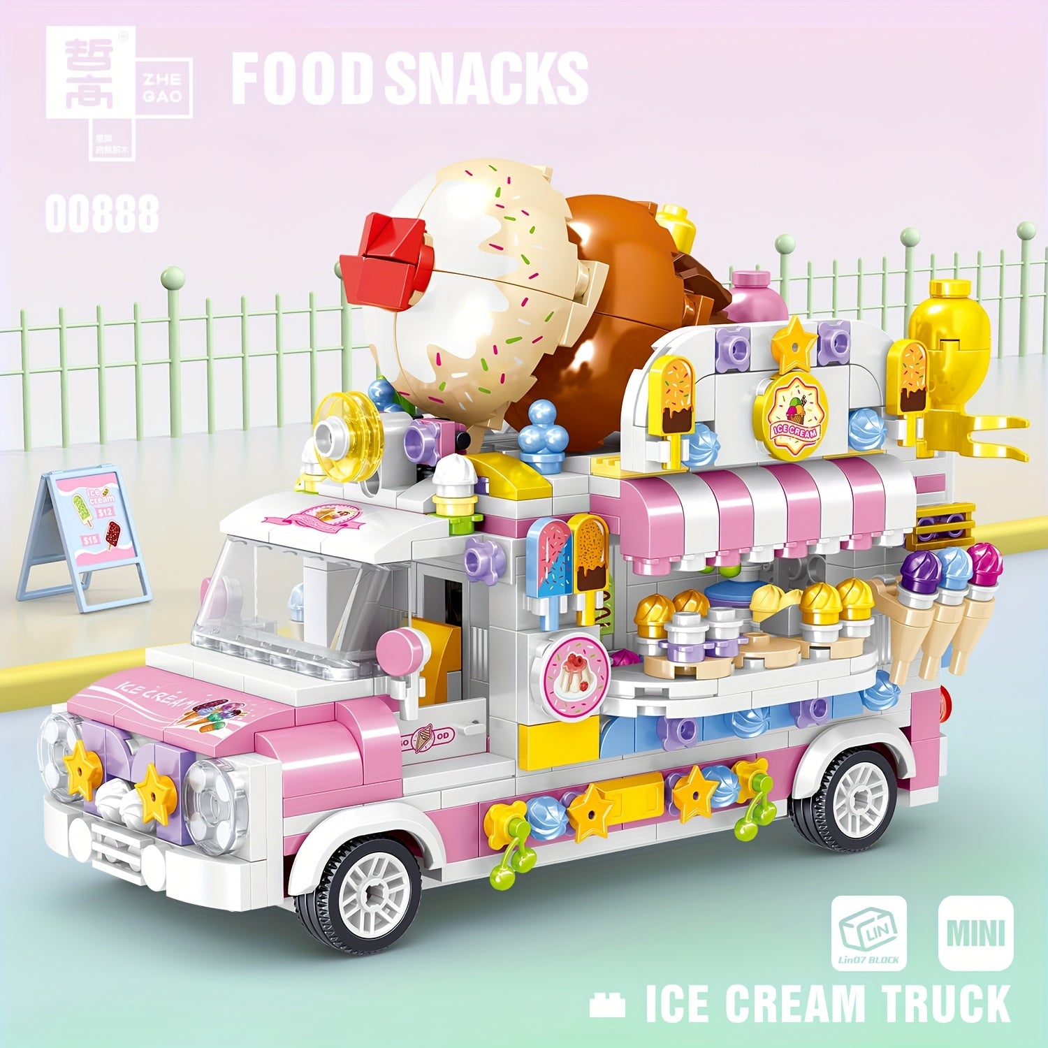 Mini Building Blocks Food Truck Set Creative Model Toy Festive Gift