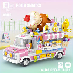 Mini Building Blocks Food Truck Set Creative Model Toy Festive Gift