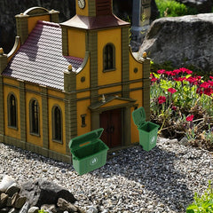 2pcs Green ABS Resin Trash Bins for Dollhouse Toy House Decor
