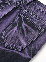 Y2k Tie Dye Ripped Jeans Men's Casual Street Style Regular Denim Pants