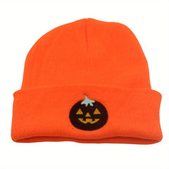 Halloween Beanie Knitted Hat Skull Pumpkin Ghost Embroidery Warm Skull Cap