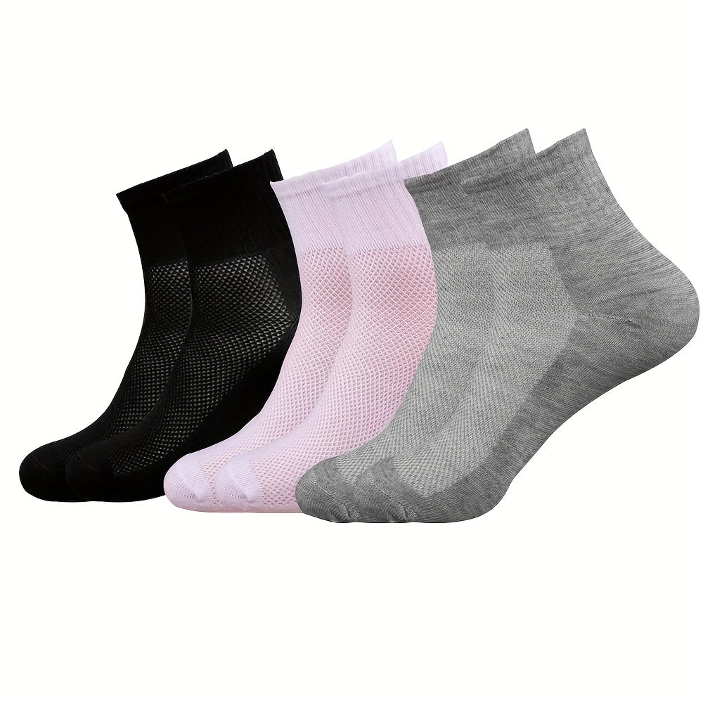 5 Pairs Men's Mesh Crew Socks Soft Winter & Autumn Style