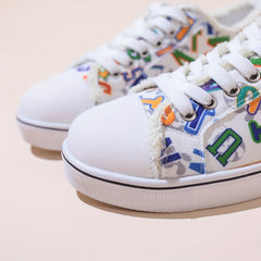 Women's Letter Graphic Canvas Sneakers Low Top Casual Shoes