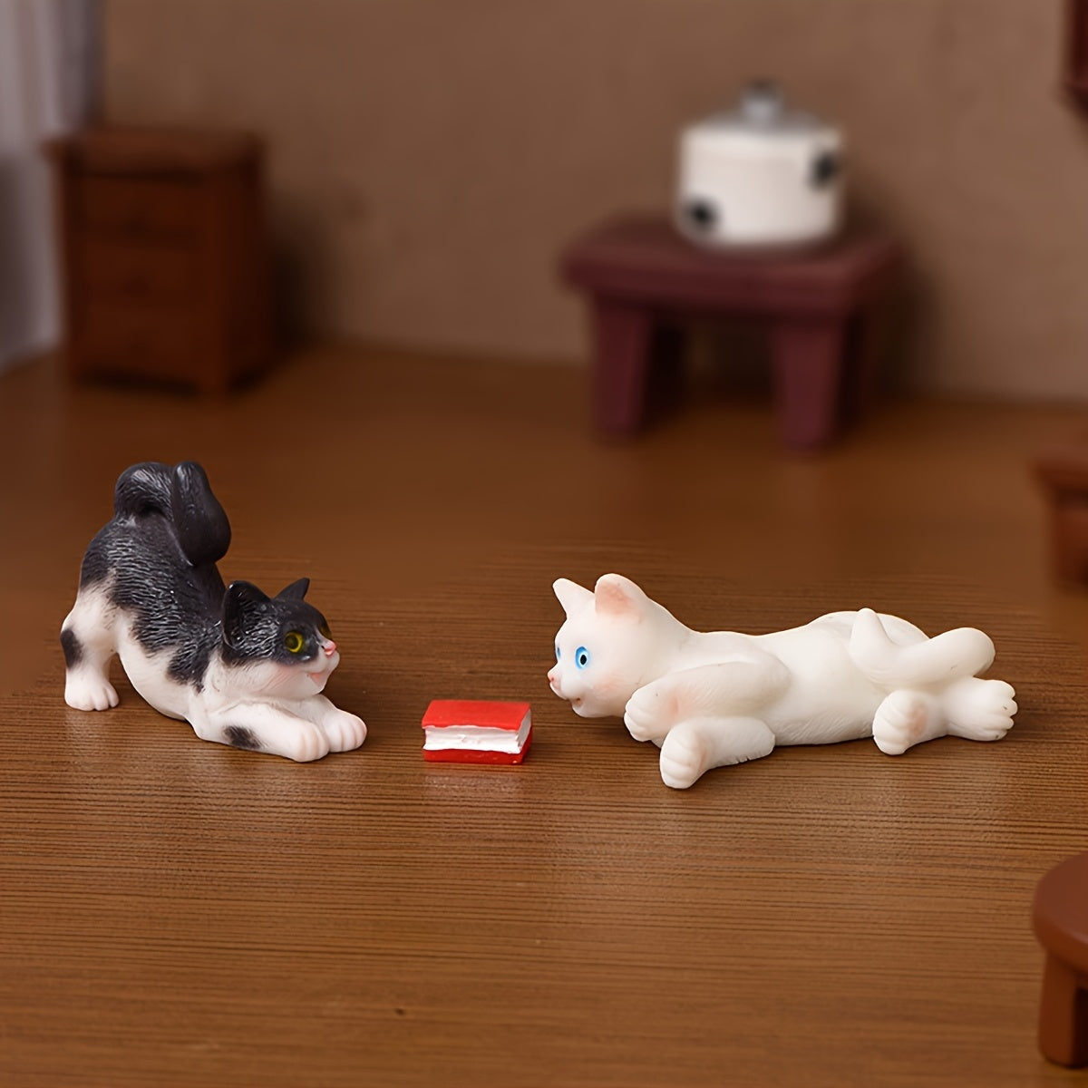 4pcs Dollhouse Cat Models for Miniature Scenes