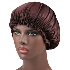 Satin Solid Wideband Sleeping Hat Night SleepCap Hair Care Bonnet