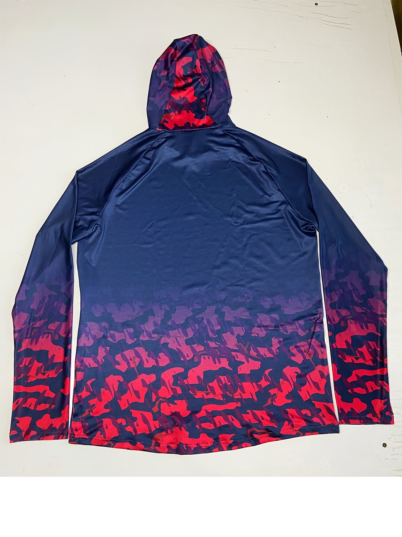 Men's Block Pattern Hoodie With Mask Sun Protection Fishing Shirt