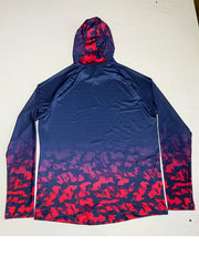 Men's Block Pattern Hoodie With Mask Sun Protection Fishing Shirt