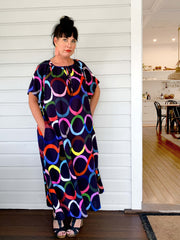 Casual Dress Women's Plus Circle Print Short Sleeve Maxi Dress