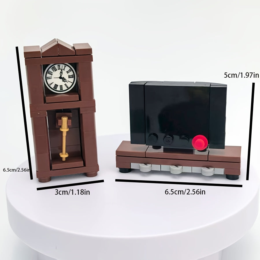 Mini Living Room Set Sofa Table Clock Home Decor Display Desktop Ornament