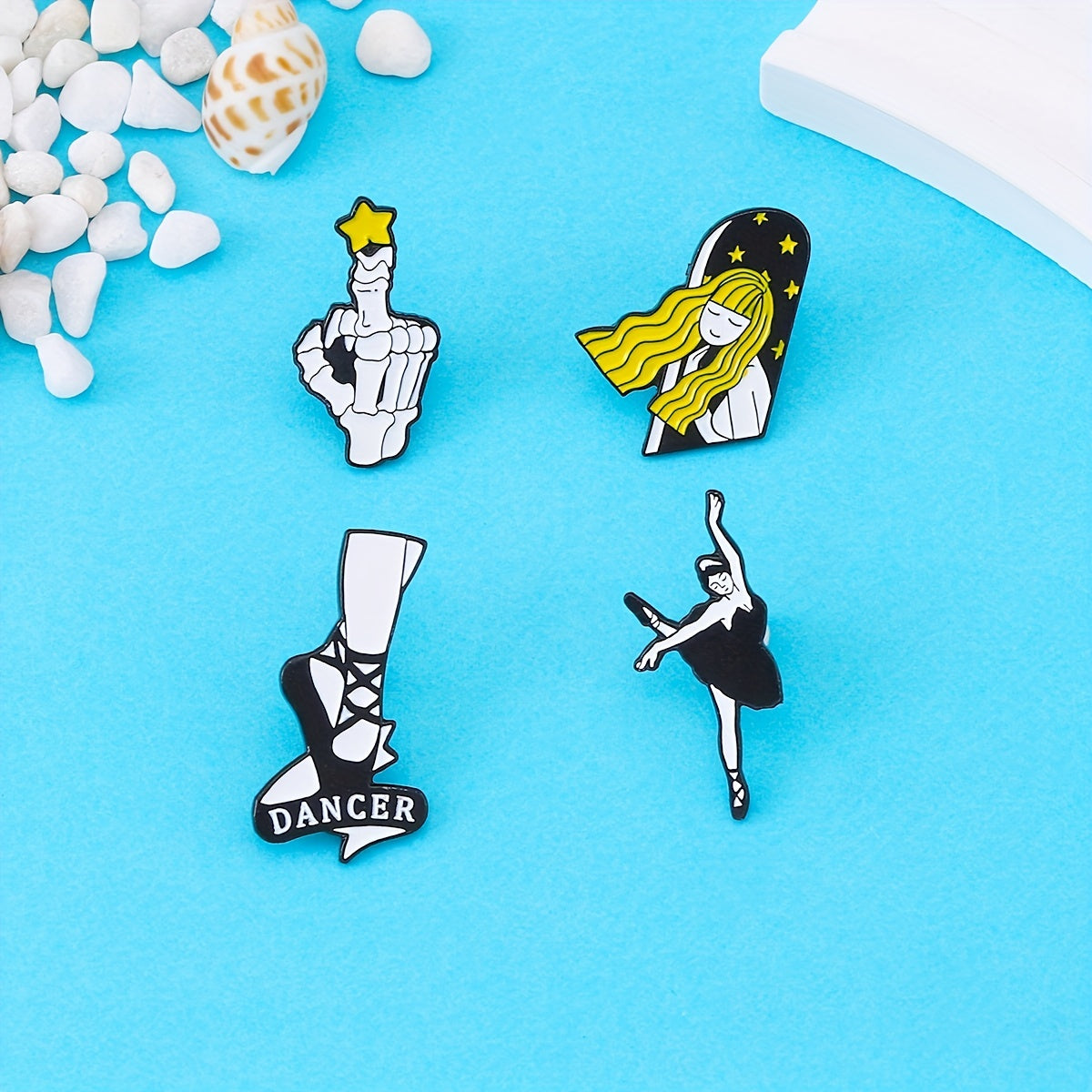 Starry Sky Skeleton Hand Index Finger Pointing Brooch