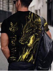 Wolf 3D Pattern Print Men's Short Sleeve T-Shirt Graphic Tee