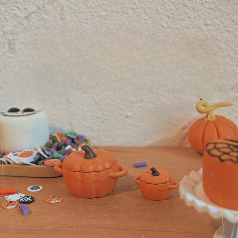 2pcs Metal Pumpkin Pot Dollhouse Utensils Mini Decor Acces