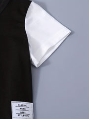 Boy's Contrast Casual Outfit Short Sleeve T shirt & Shorts