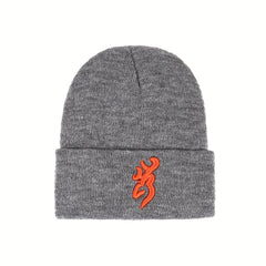 Embroidered Pattern Knitted Hat Beanie Winter Coldproof Ear Protection