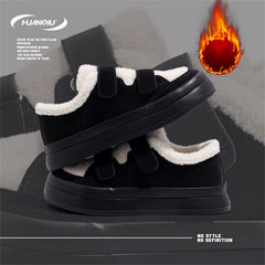 HUANQIU Women's Winter Skate Shoes Plush Inner Non slip Platform Sneakers
