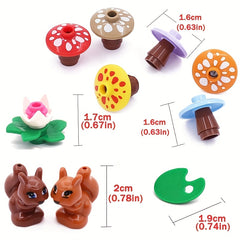 Pond Building Blocks Decorated Lotus Set Frog Squirrel Mushroom DIY Spare Parts