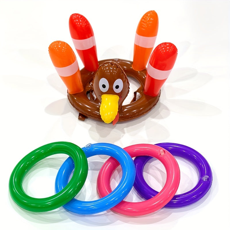 Inflatable Turkey Hat With Ferrules Set Thanksgiving Party Toy
