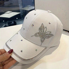 Rhinestone Butterfly Baseball Cap Casual Sun Hat Sunscreen Dad Hats For Women