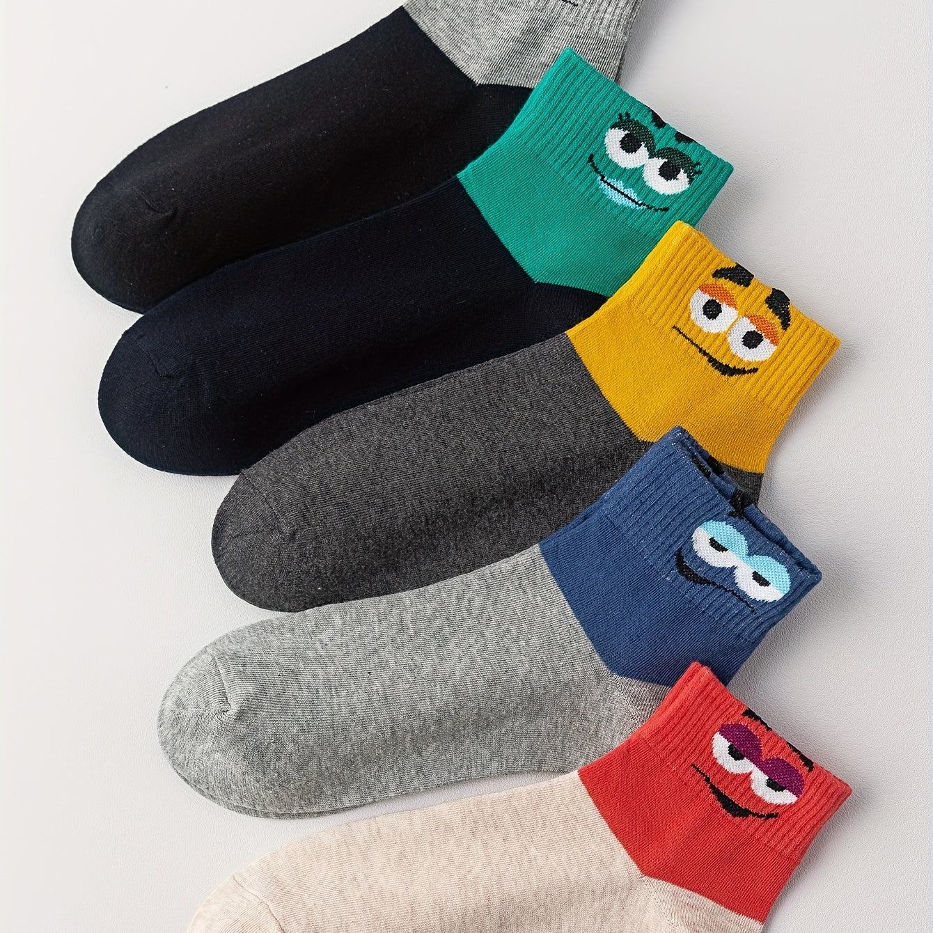 5 Pairs Funny Expression Print Crew Socks Women's Stockings