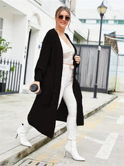 Solid Long Sleeve Open Front Cardigan