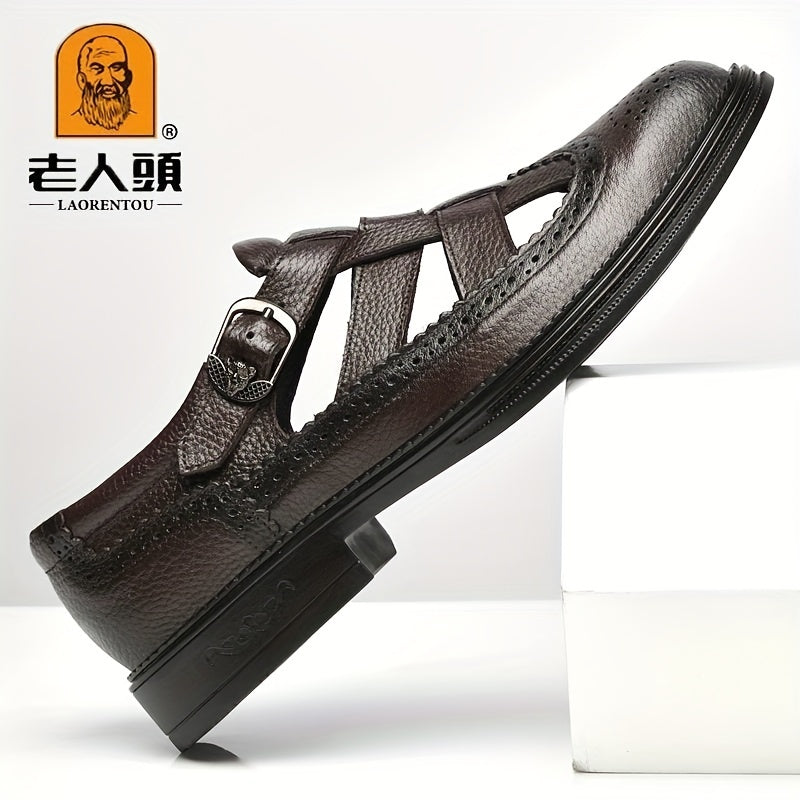LAORENTOU Men's Brogue Hollow Out Sandals Non Slip Smart Casual Shoes