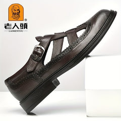 LAORENTOU Men's Brogue Hollow Out Sandals Non Slip Smart Casual Shoes