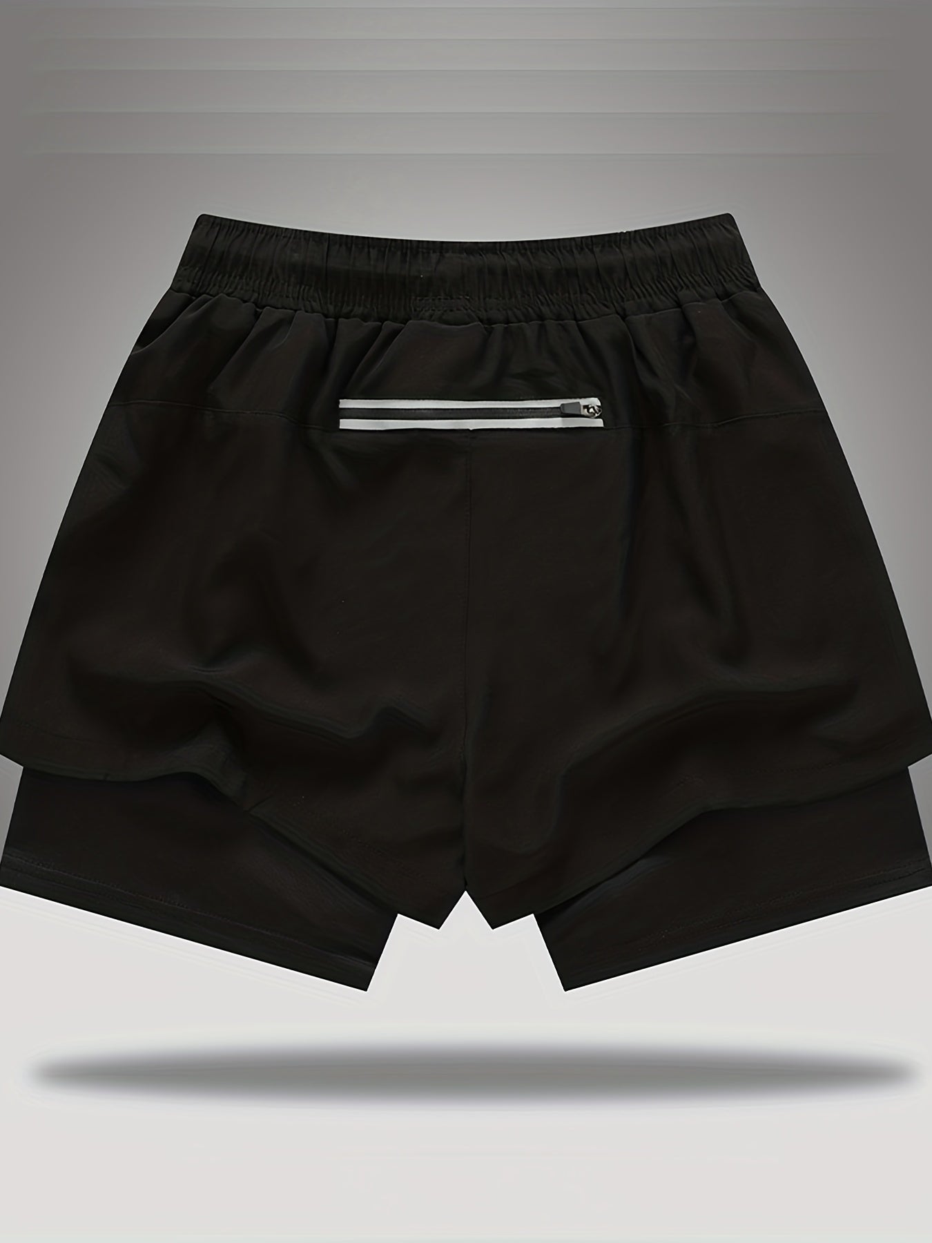 Double Layer Sports Shorts With Side Zipper Pocket