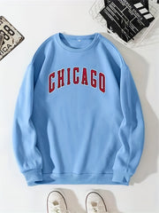 Letter Print Crew Neck Sweatshirt for Women