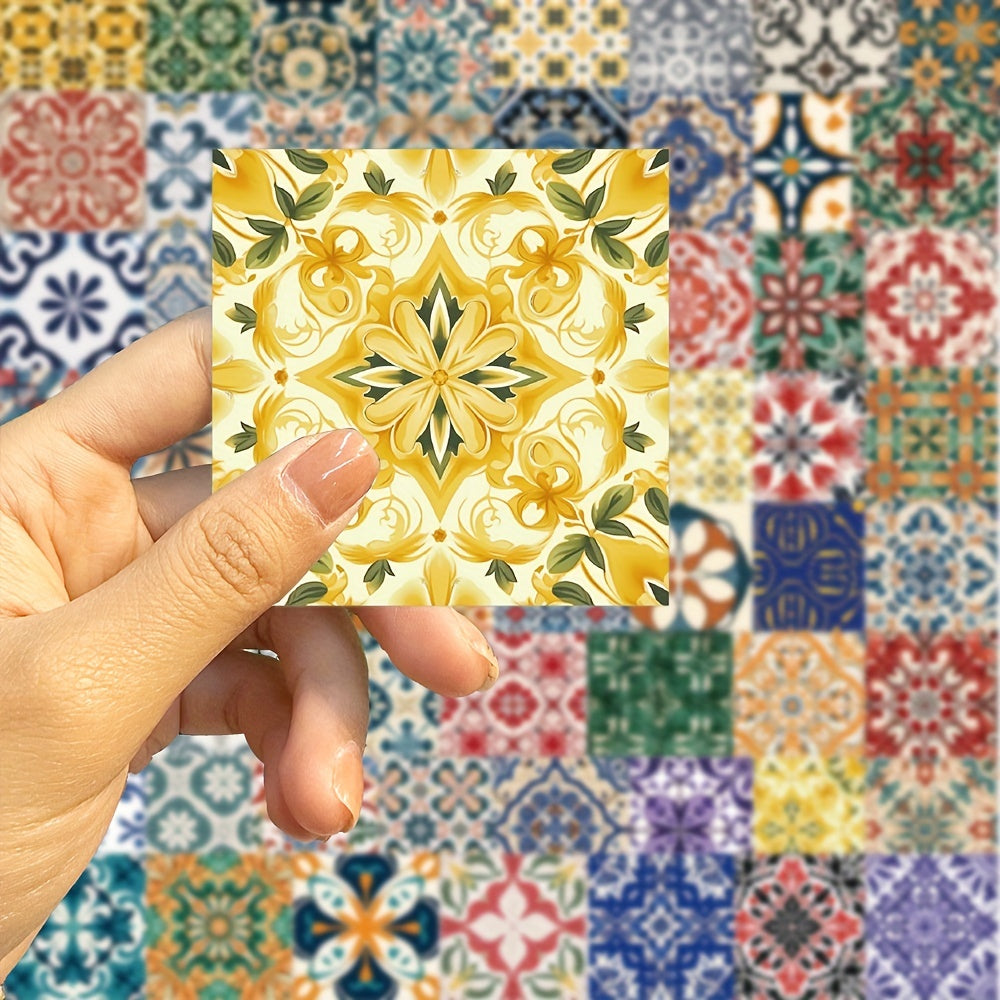 62pcs Cartoon Retro Tile Graffiti Sticker Series Waterproof Sticker