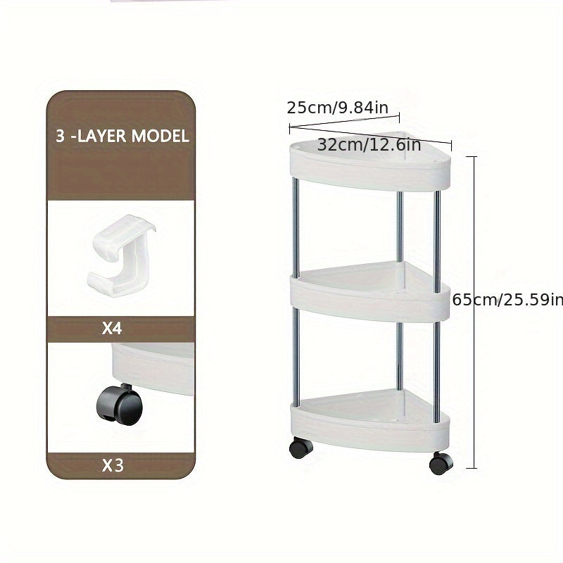 Corner Shelves Stand With Wheel 4 Tier Toilet Paper Stand