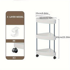Corner Shelves Stand With Wheel 4 Tier Toilet Paper Stand