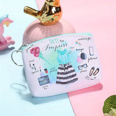 Girl's Cartoon Print Zipper Coin Purse Wallet - Kids Birthday