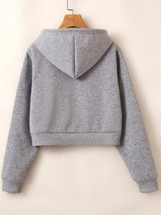 Women's Cropped Hoodie Sweatshirt With Pockets