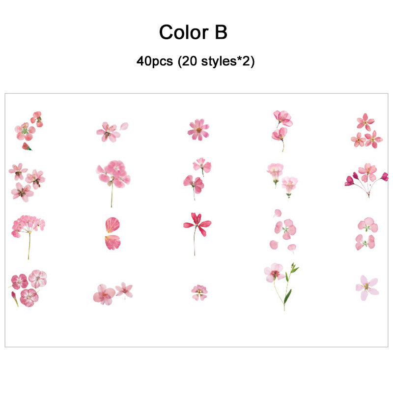 40pcs Vintage Flowers Waterproof Plant Stickers for Planners Journals Scrapbooks