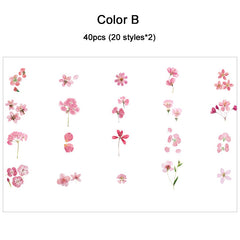 40pcs Vintage Flowers Waterproof Plant Stickers for Planners Journals Scrapbooks
