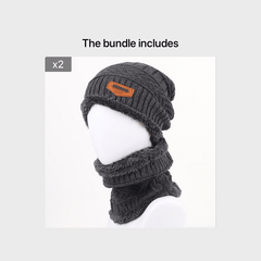 Men's Wool Knitted Plus Fleece Thick Hat Scarf