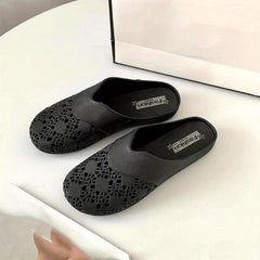 Women's Solid Flat Sandals Slip On Non slip Half Drag Slides Shoes