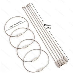 Stainless Steel Wire Keychain Ring 1.5mm x 5.91in