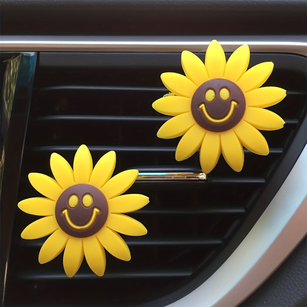 Sunflower Smiley Car AC Outlet Decoration