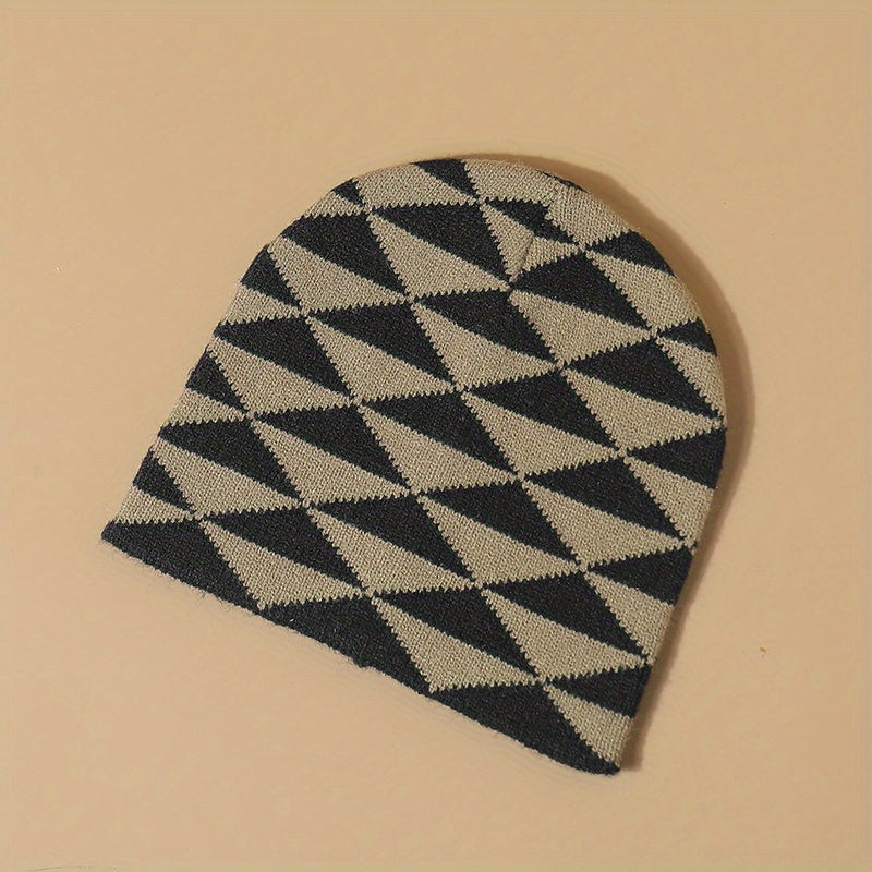 Men's Y2K Rhombus Woolen Knitted Hat