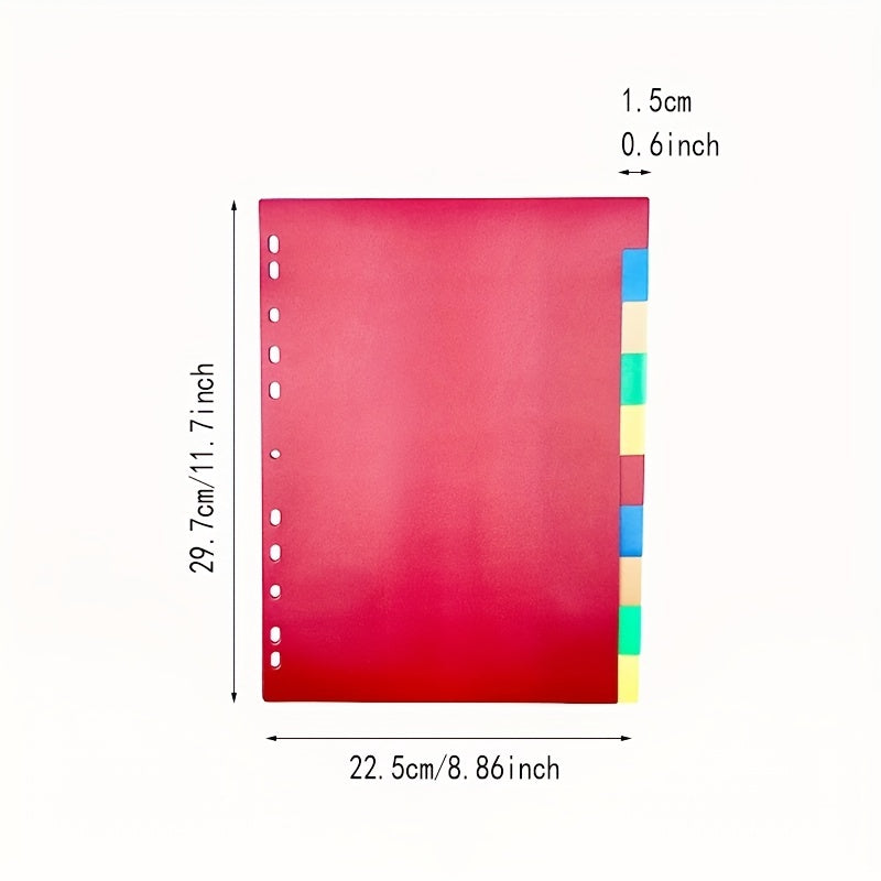 10-Tab Plastic Binder Dividers, Colored Blank Tabs, Multicolor Design
