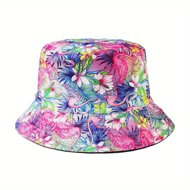 Boho Flower Print Bucket Hat Vintage Lightweight Sunshade Basin Hat