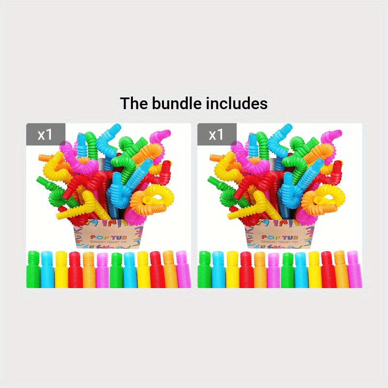 8pcs Colorful Pop Tubes Sensory Toys - Fine Motor Skills, ADHD