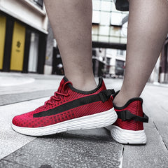 Men's Striped Mesh Running Shoes - Lightweight and Breathable