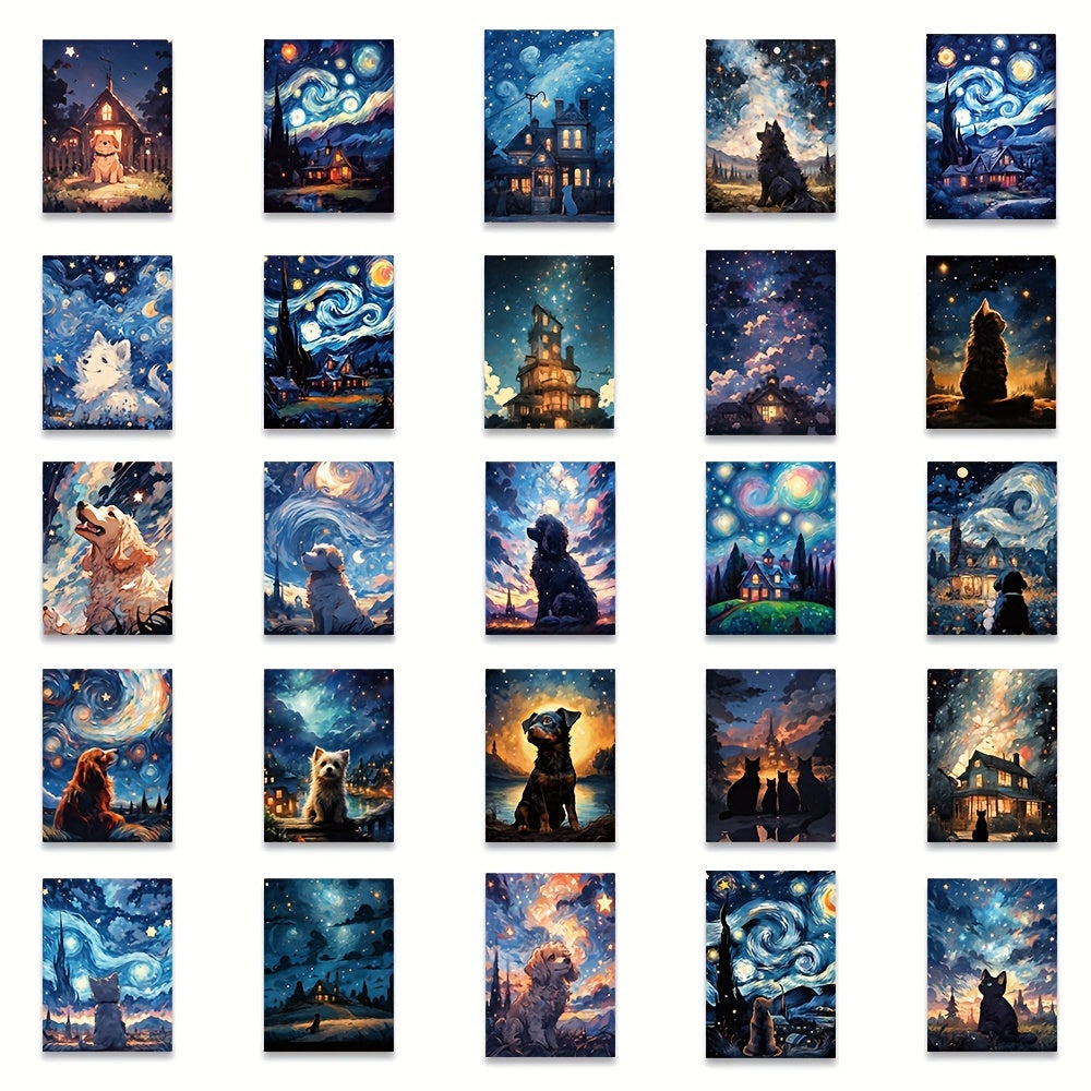 50pcs Starry Sky Graffiti Stickers for Laptop Helmet Water Cup Decoration