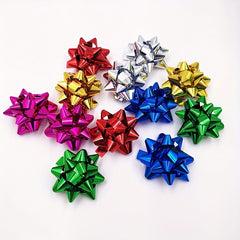 120pcs Christmas Gift Packaging Bows 6 Comb. Star Colored Ribbon Wedding